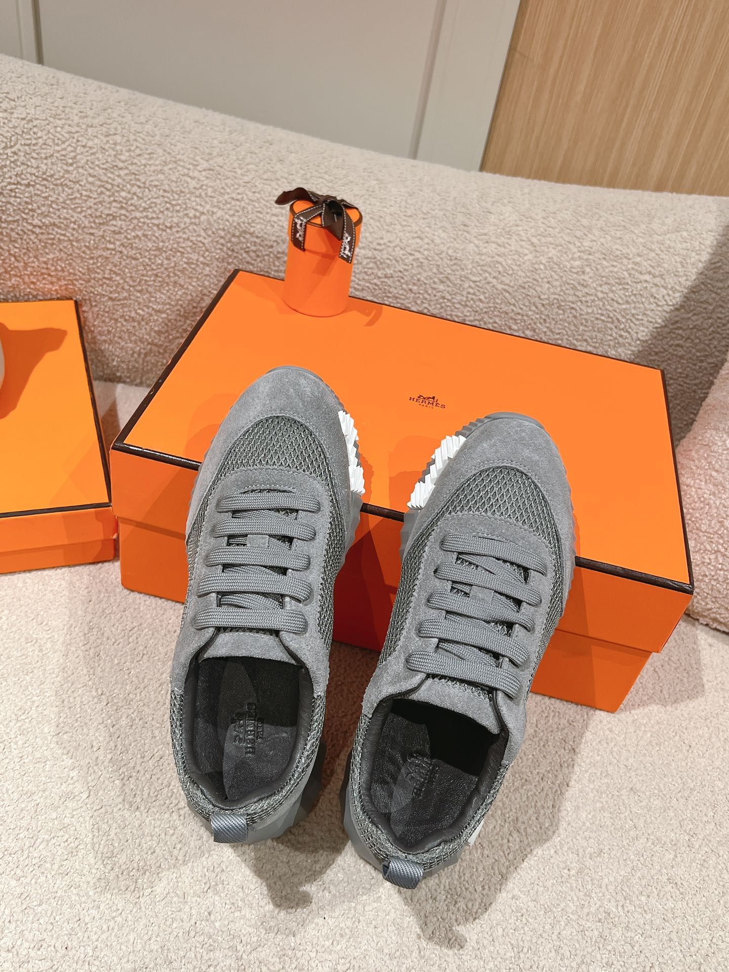 MAINLAND SNEAKER IN MOUSE GRAY SUEDE AND BREATHABLE MESH FABRIC、mysite、Cacoeks