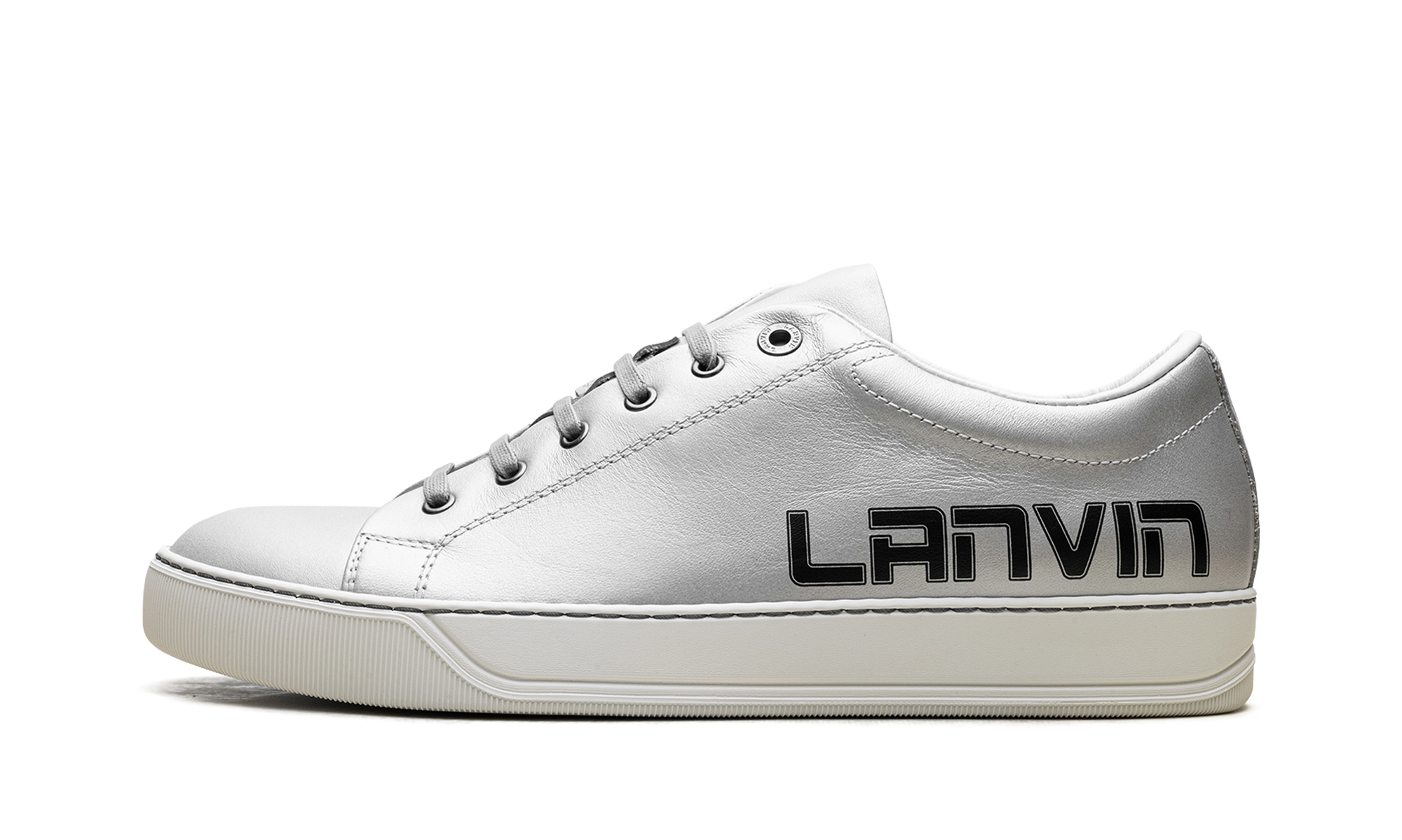 Logo Print Low-Top Sneakers "Metallic Grey"、mysite、Cacoeks