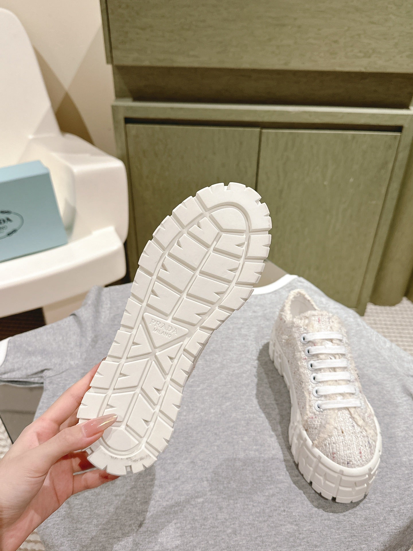 PRA DOUBLE WHEEL RE-NYLON GABARDINE SNEAKERS BEIGE FABRIC、mysite、Cacoeks