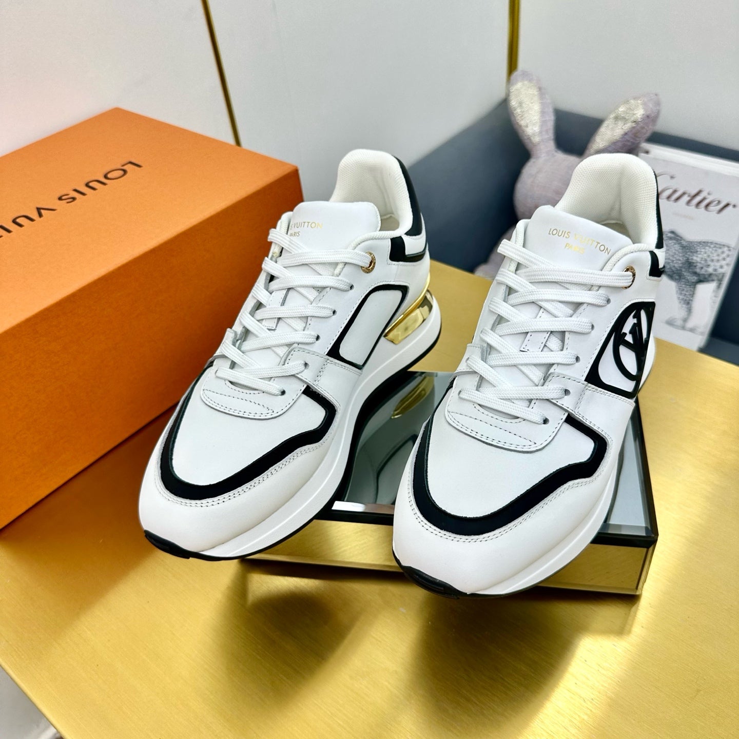 NEO RUN AWAY SNEAKER IN WHITE MIX BLACK CALFSKIN、mysite、Cacoeks