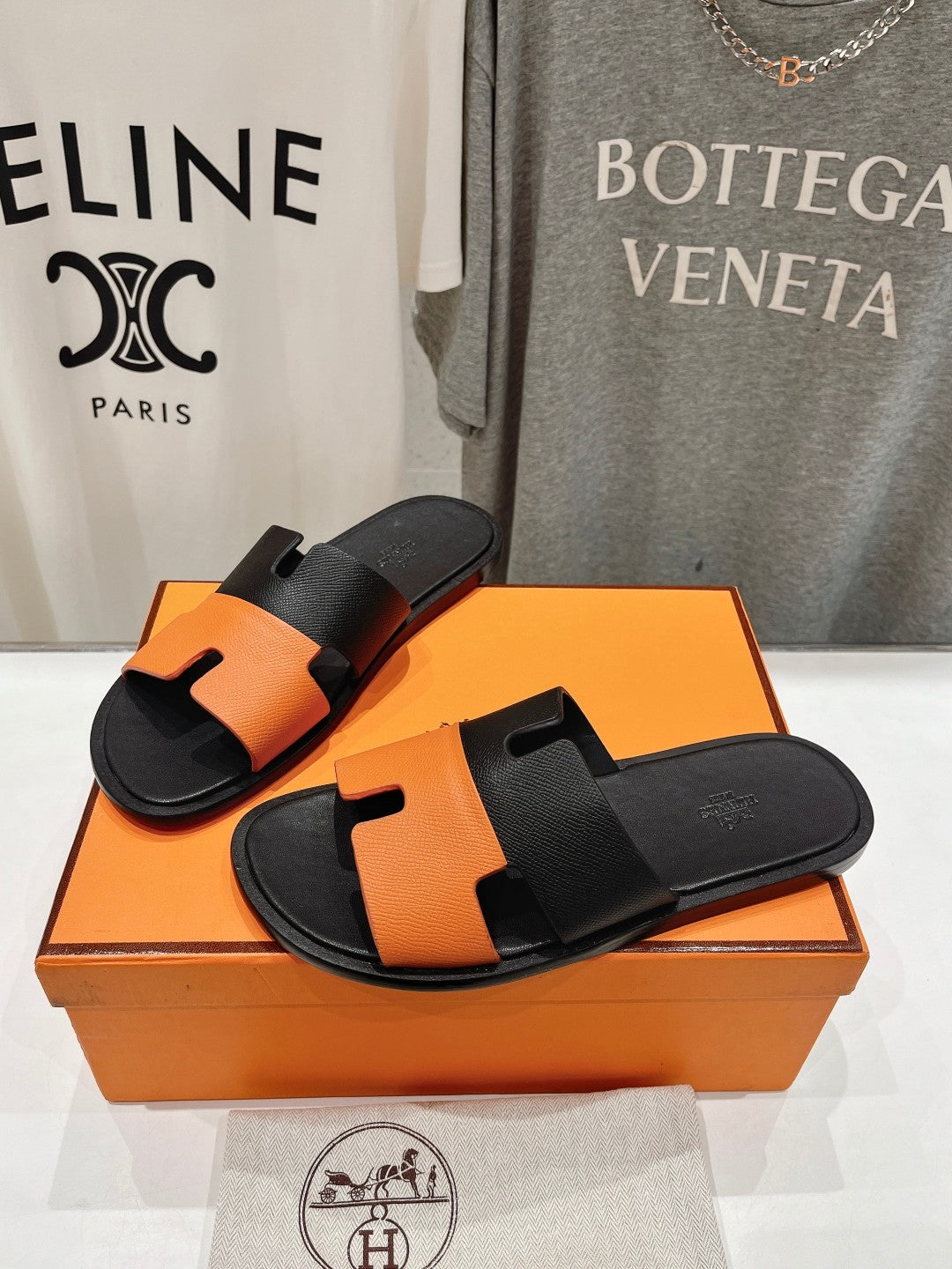 IZMIR SANDAL BLACK MIX ORANGE LAMBSKIN、mysite、Cacoeks