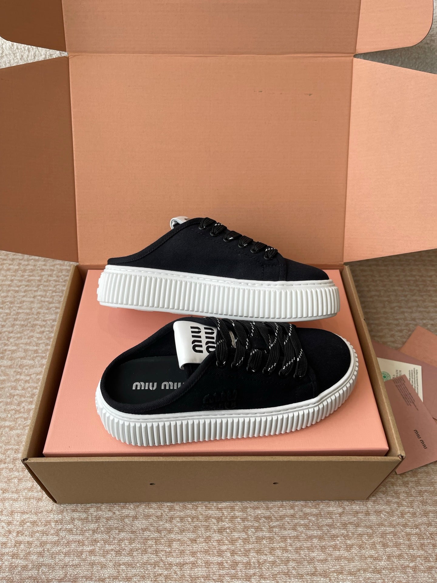 WASH SNEAKER MULES IN BLACK DENIM、mysite、Cacoeks