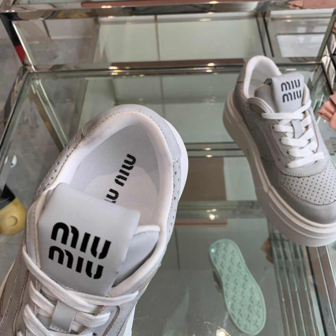 Sneakers Thick-soled Light Gray Cowhide、mysite、Cacoeks