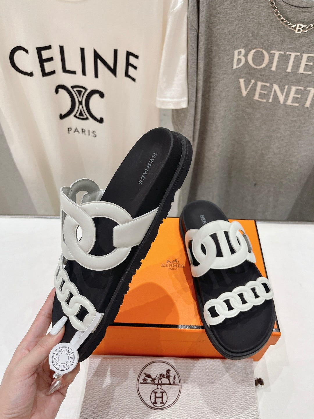 EXTRA SANDAL BLACK MIX WHITE CALFSKIN、mysite、Cacoeks