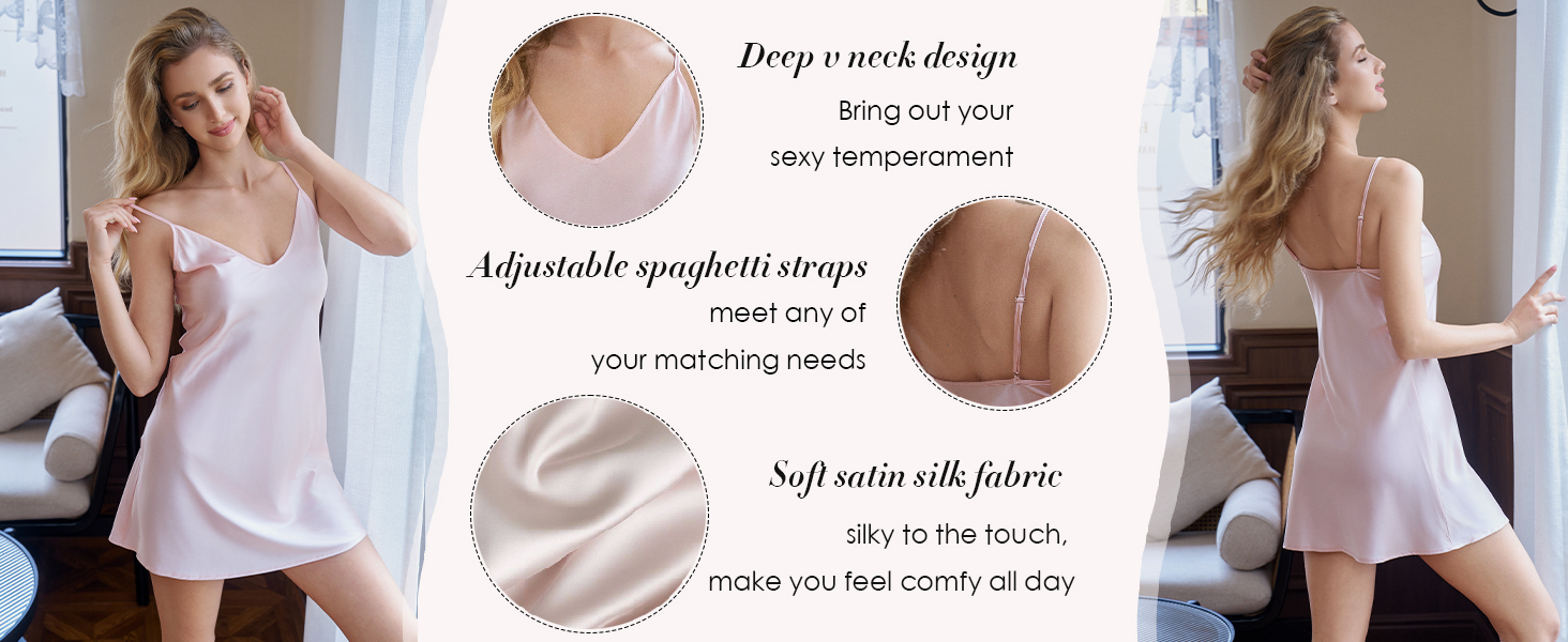 silk cami nightgown for women