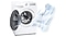 Check out WD90T634DBN/SP now. White shirt seen swayed out from open drum door of EcoBubble™. 9Kg. Washer Dryer. 4 Ticks
