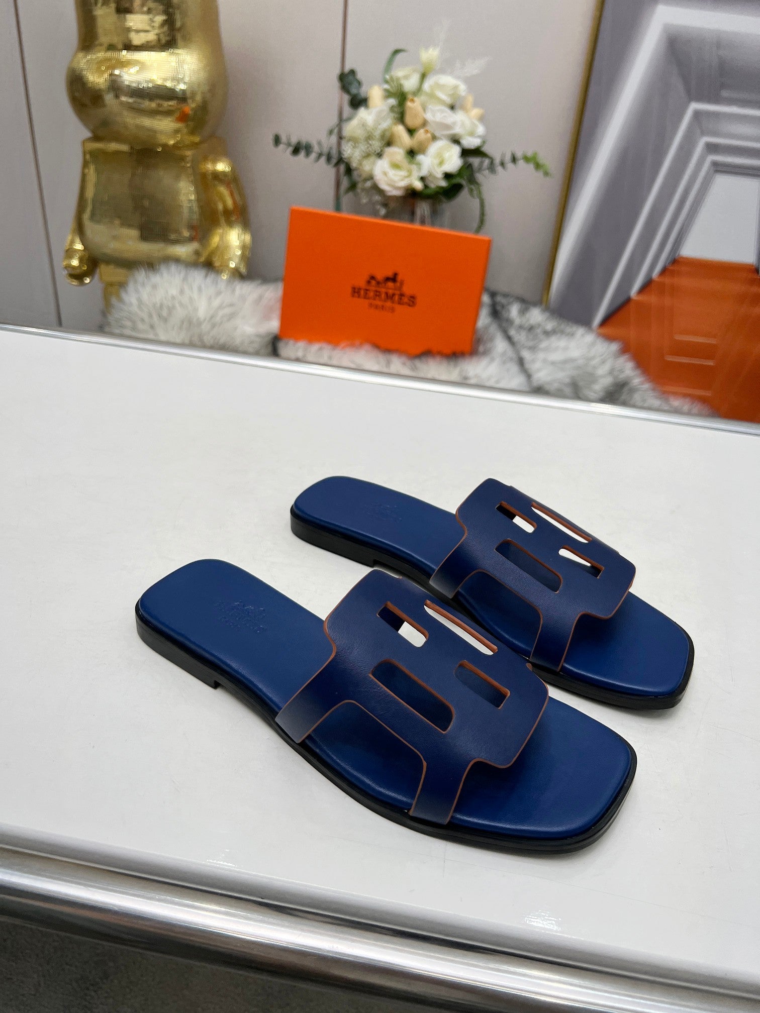 FLATFORM SANDAL NAVY CALFSKIN、mysite、Cacoeks