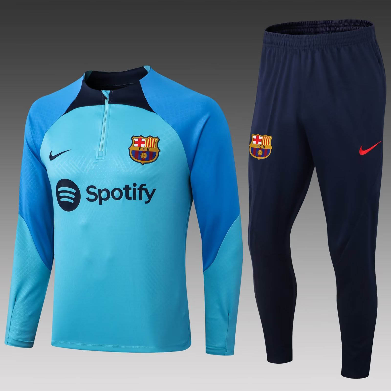 2022/2023 Barcelona Half-Pull Training Suit Blue Jersey Set:football jersey mysite: unitedjerseyfootball 邓江浪:football