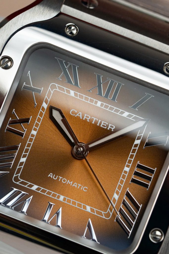 Đồng Hồ Nữ Cartier Santos WSA0065 Replica 11 Mặt Nâu Nhà Máy BV 35mm (2)