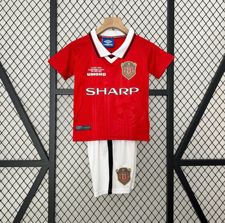 99/00 Retro Manchester United Home Football Shirt Kids Size Suit-mysite Custom Football Kit- Nextkits