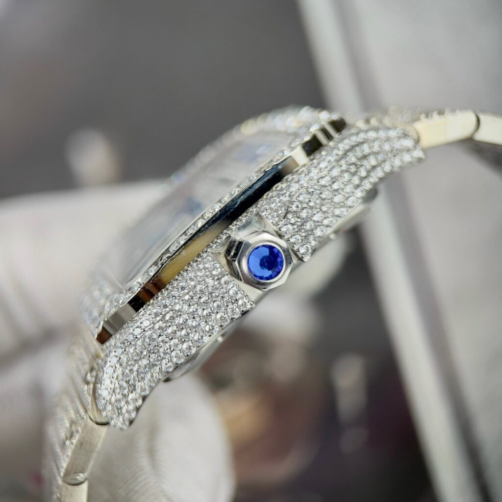 Đồng Hồ Cartier Santos Đính Full Đá Replica Cao Cấp (7)
