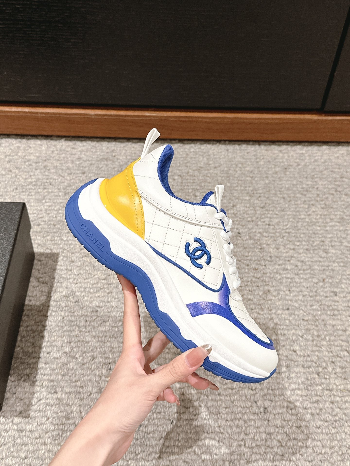 CC CLASSIC SNEAKER IN WHITE MIX COBALT BLUE LAMBSKIN、mysite、Cacoeks