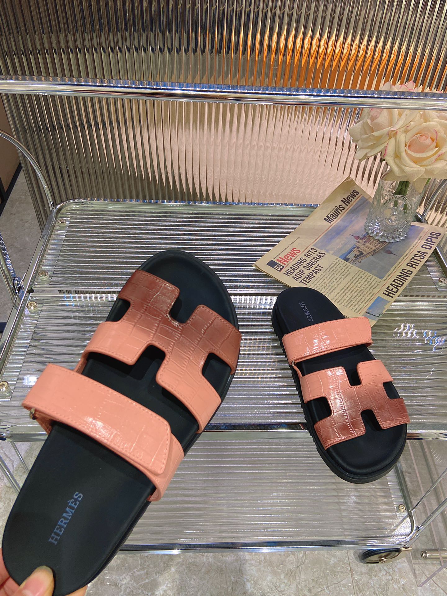 CHYPRE SANDAL OMBRE LIGHT PINK BROWN CALFSKIN、mysite、Cacoeks