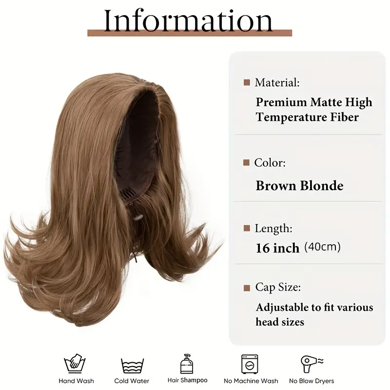 half wig synthetic none lace heat resistant wig for women 180 density volumizing hair wigs details 3
