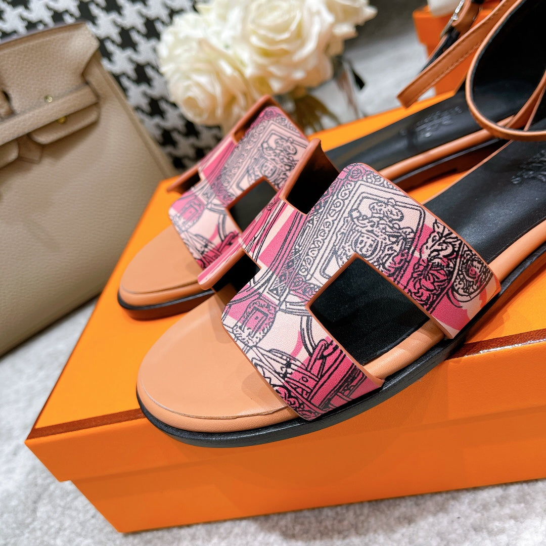 SANTORINI SANDAL BLACK MIX LIGHT PINK CALFSKIN WITH PATTERN、mysite、Cacoeks