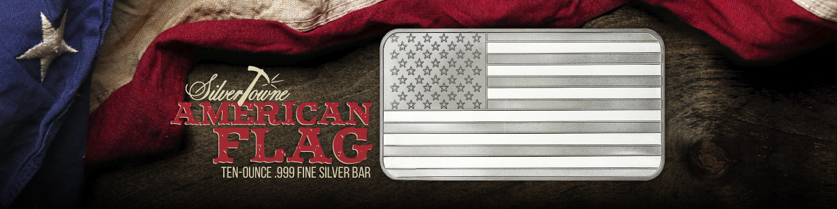 10 oz SilverTowne Minted American Flag Bars