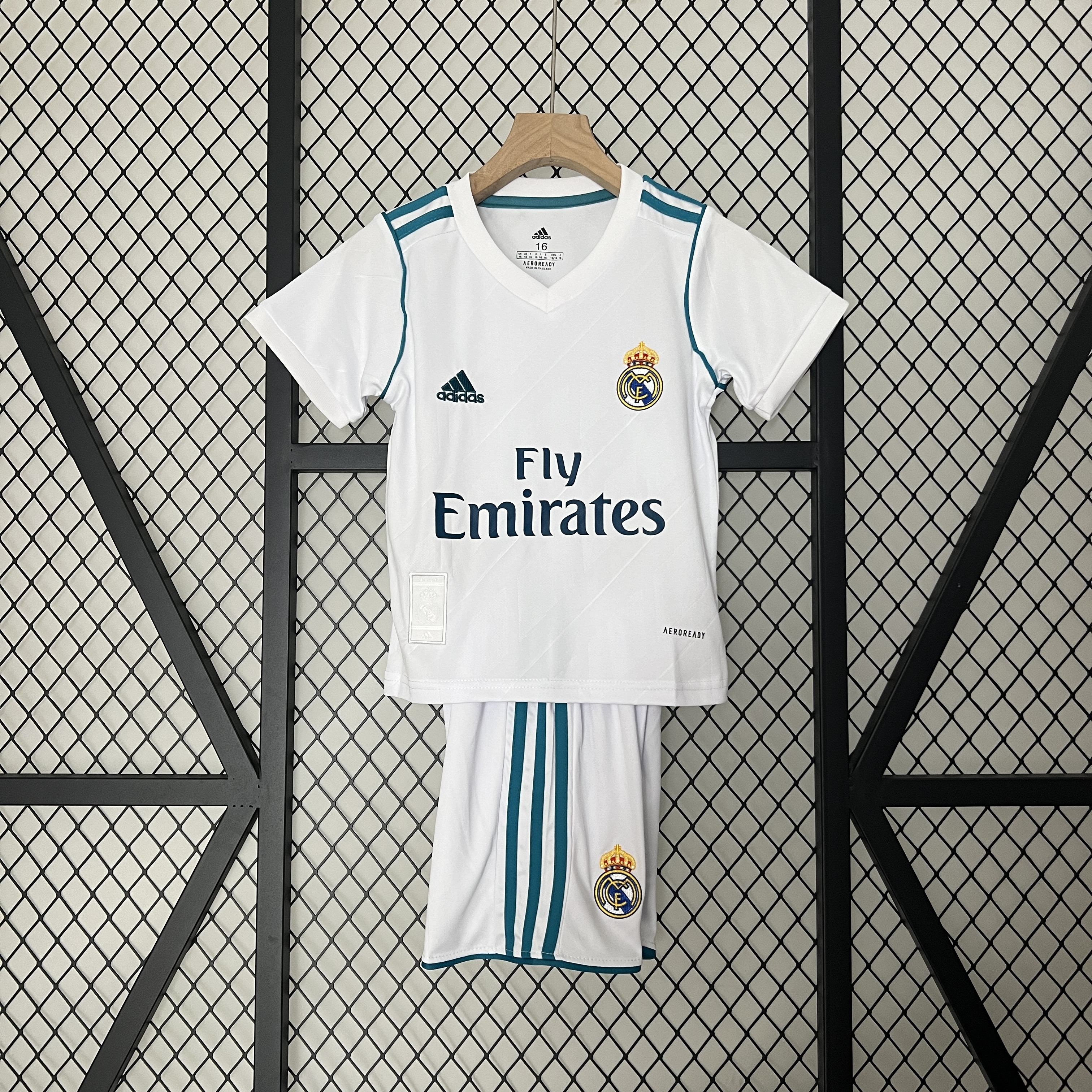 JerseysGala.com | Retro Real Madrid 17-18 Home Stadium Kids Kit -Customize Name, Number and Patch | Worldwide Shipping
