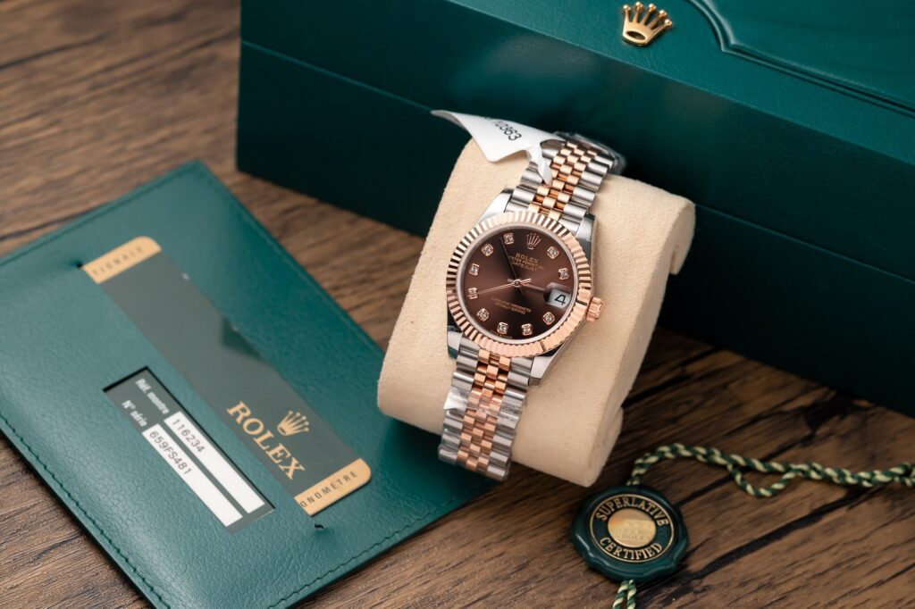 Đồng Hồ Rolex DateJust Nữ Bọc Vàng Mặt Chocolate Rep 11 31mm (2)