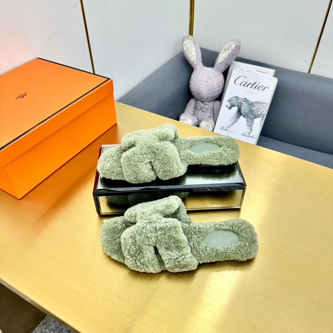 0RAN SHEARLING SANDALS JADE GREEN、mysite、Cacoeks