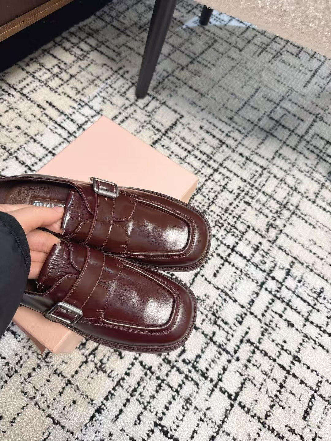 SQUARE TOE OXFORD IN SANGRIA RED SHINY CALFSKIN、mysite、Cacoeks