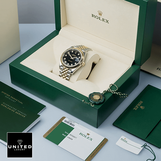 Rolex Datejust two-tone replica, Rolex Box and warranty card