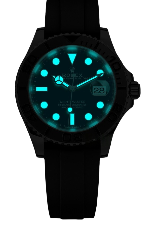 Rolex Yacht Master White Gold Super Clone SwissReplica Watch OysterFlex Rubber Strap Ref 226659-3235 Swiss Movement