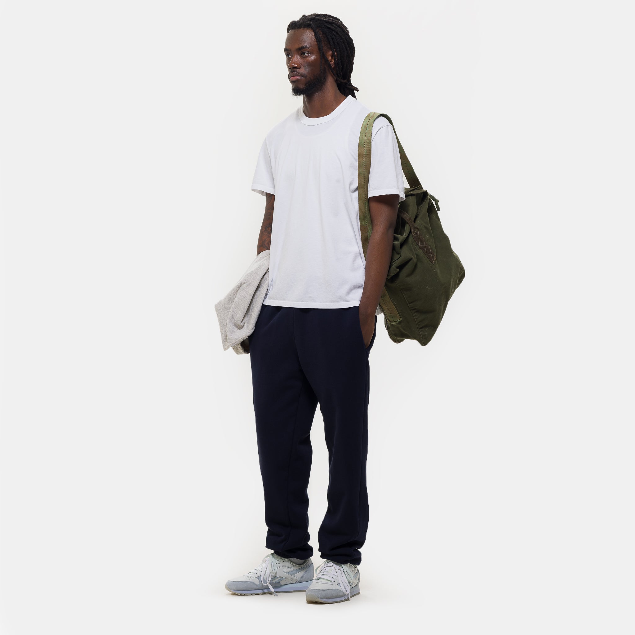 Lightweight Binded Neck T-Shirt in White