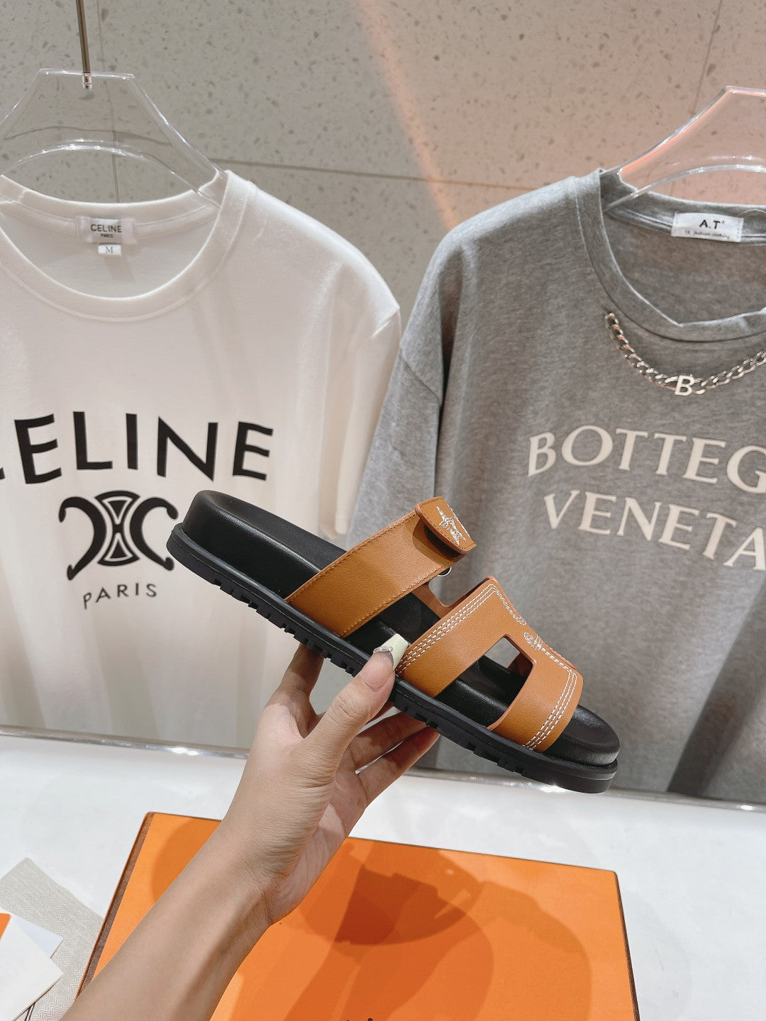 STAR-PATTERNED SANDAL BLACK AND CARAMEL CALFSKIN、mysite、Cacoeks