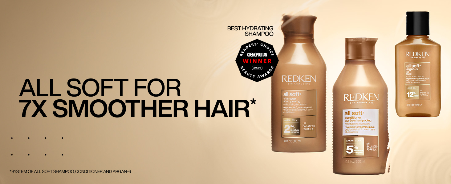 redken all soft range, moisturizing shampoo, conditioner, mask, argan oil treatment