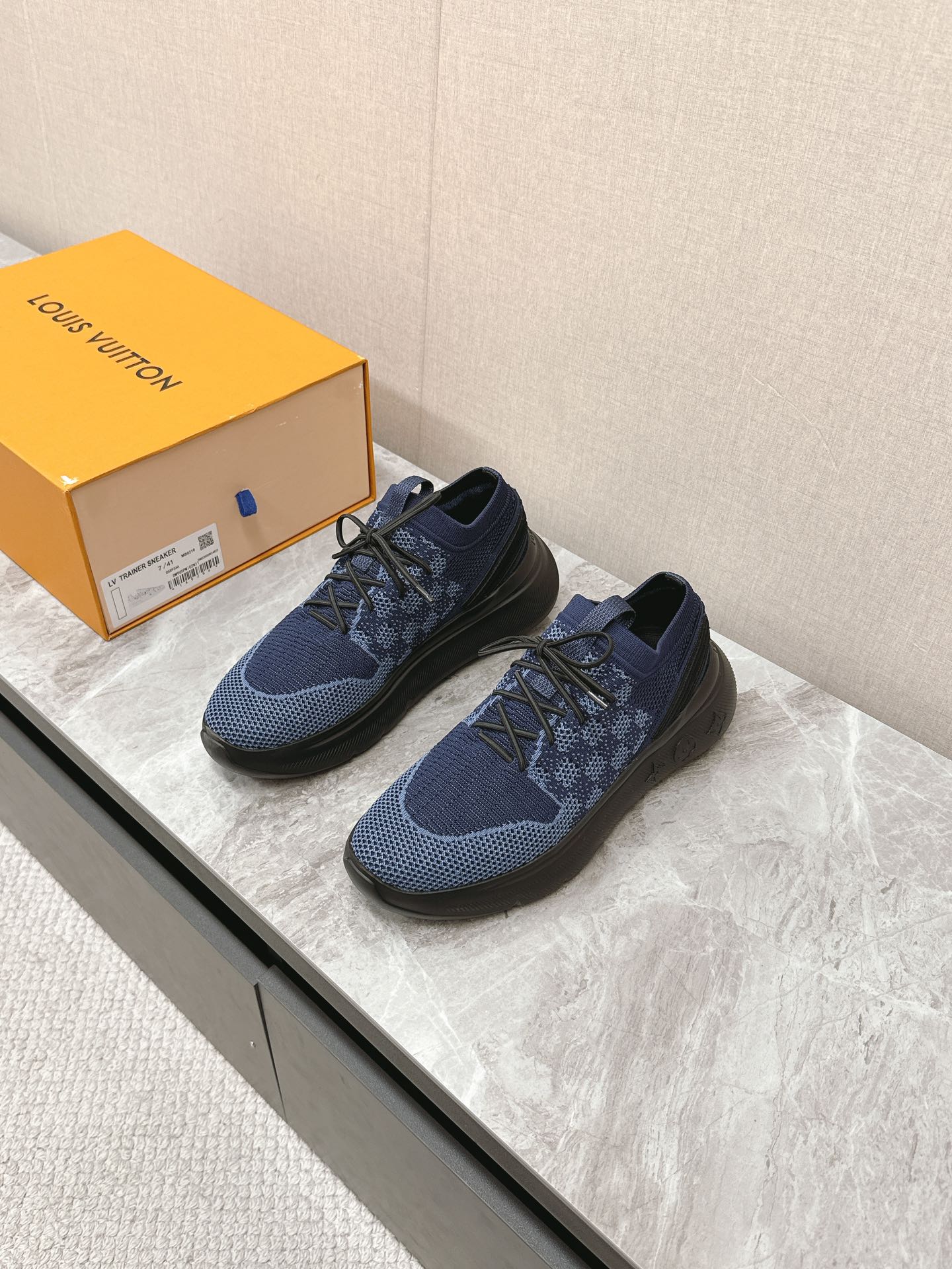 SNEAKERS IN MIDNIGHT BLUE DAMIER ELASTIC FABRIC、mysite、Cacoeks