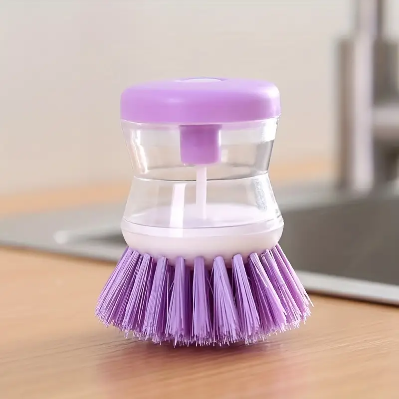 1pc portable manual press liquid dishwashing brush   pp material no electricity needed compact multi purpose kitchen tool for rv camping outdoor picnics home use durable cleaning brush details 8
