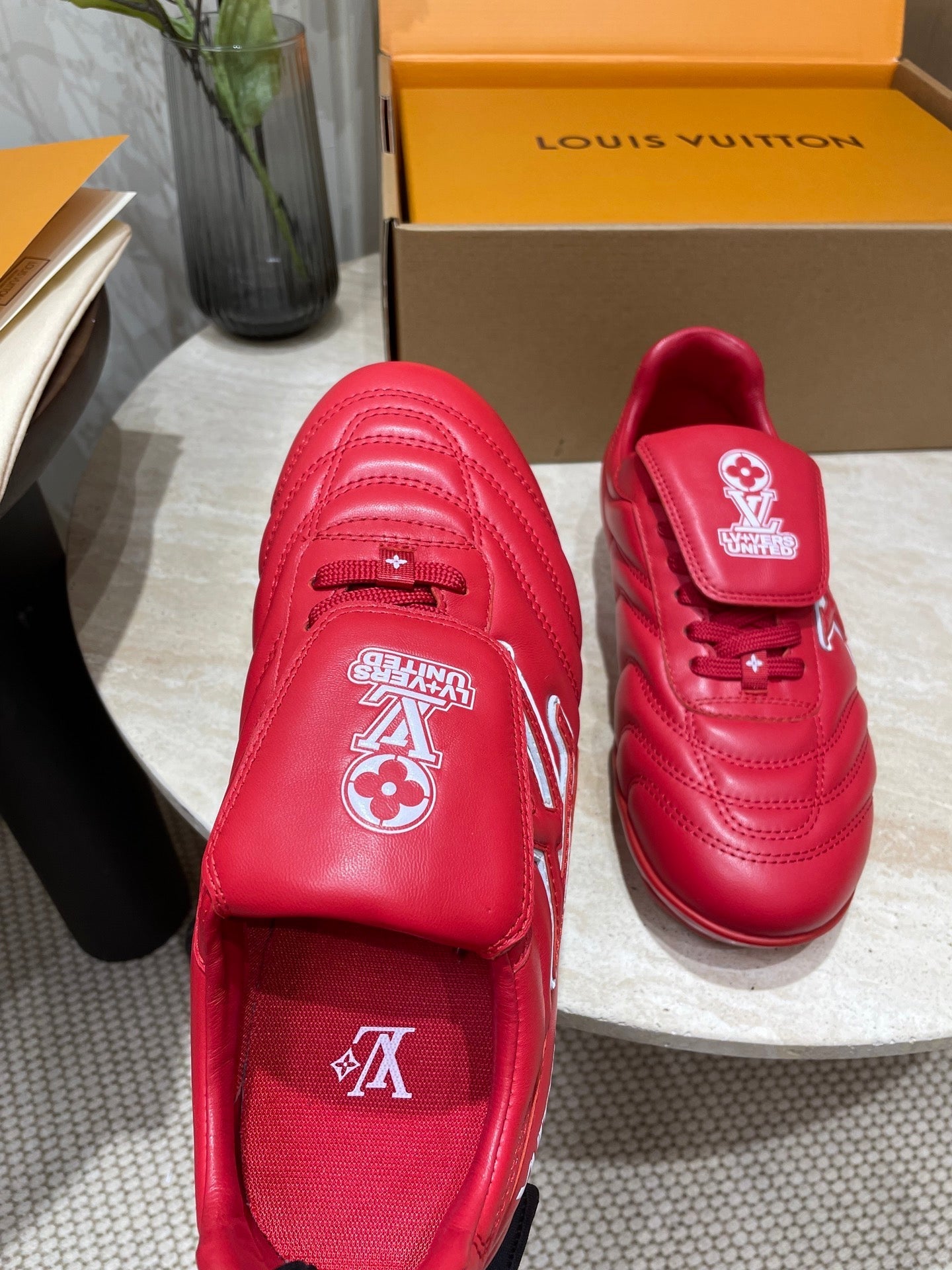 FOOTPRINT SOCCER SNEAKER IN CHERRY RED CALFSKIN、mysite、Cacoeks