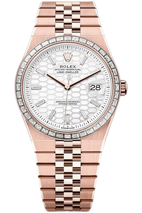 Rolex Land-Dweller 40mm Ref. 127385TBR-0003 Super Clone Watch – Rose Gold Diamond Bezel Replica