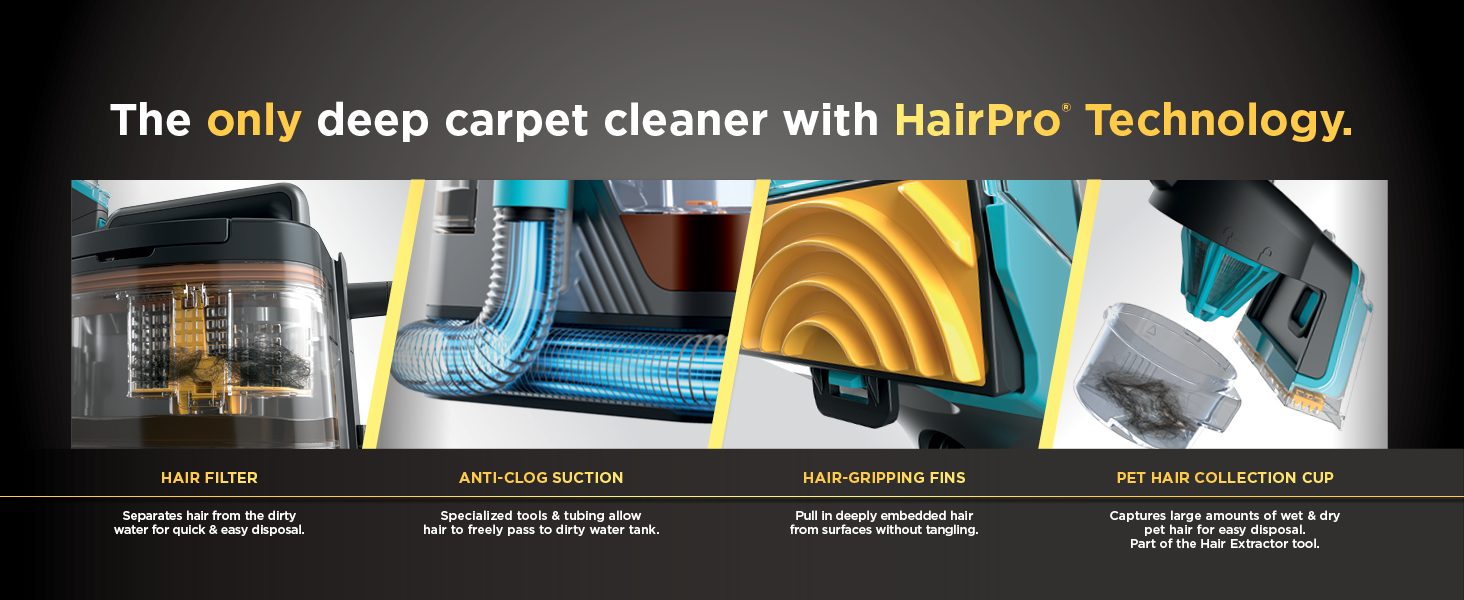 The only deep carpet cleaner with HairPro  Technology