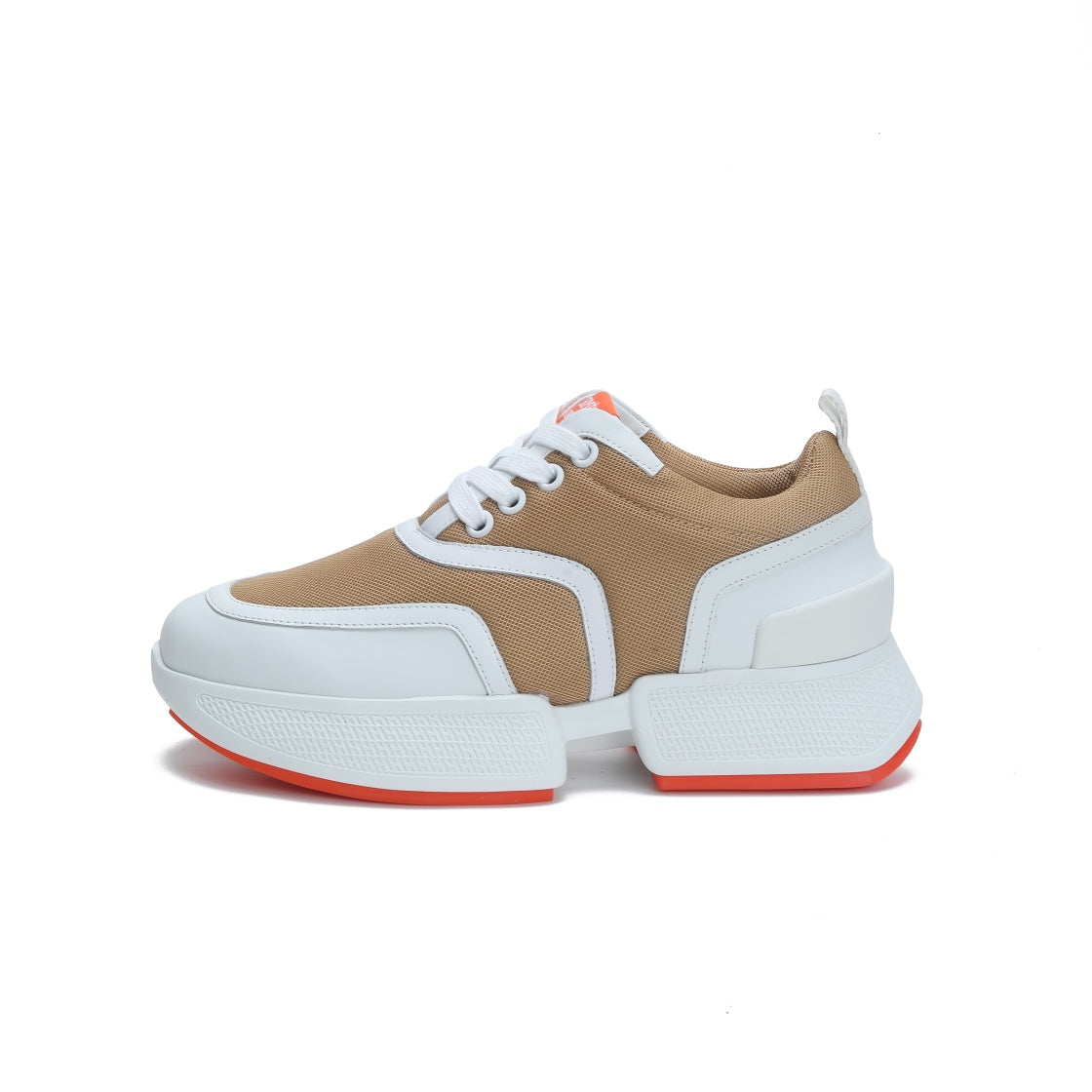 GIGA SNEAKER IN CIDER BROWN STITCHED MESH AND WHITE CALFSKIN、mysite、Cacoeks