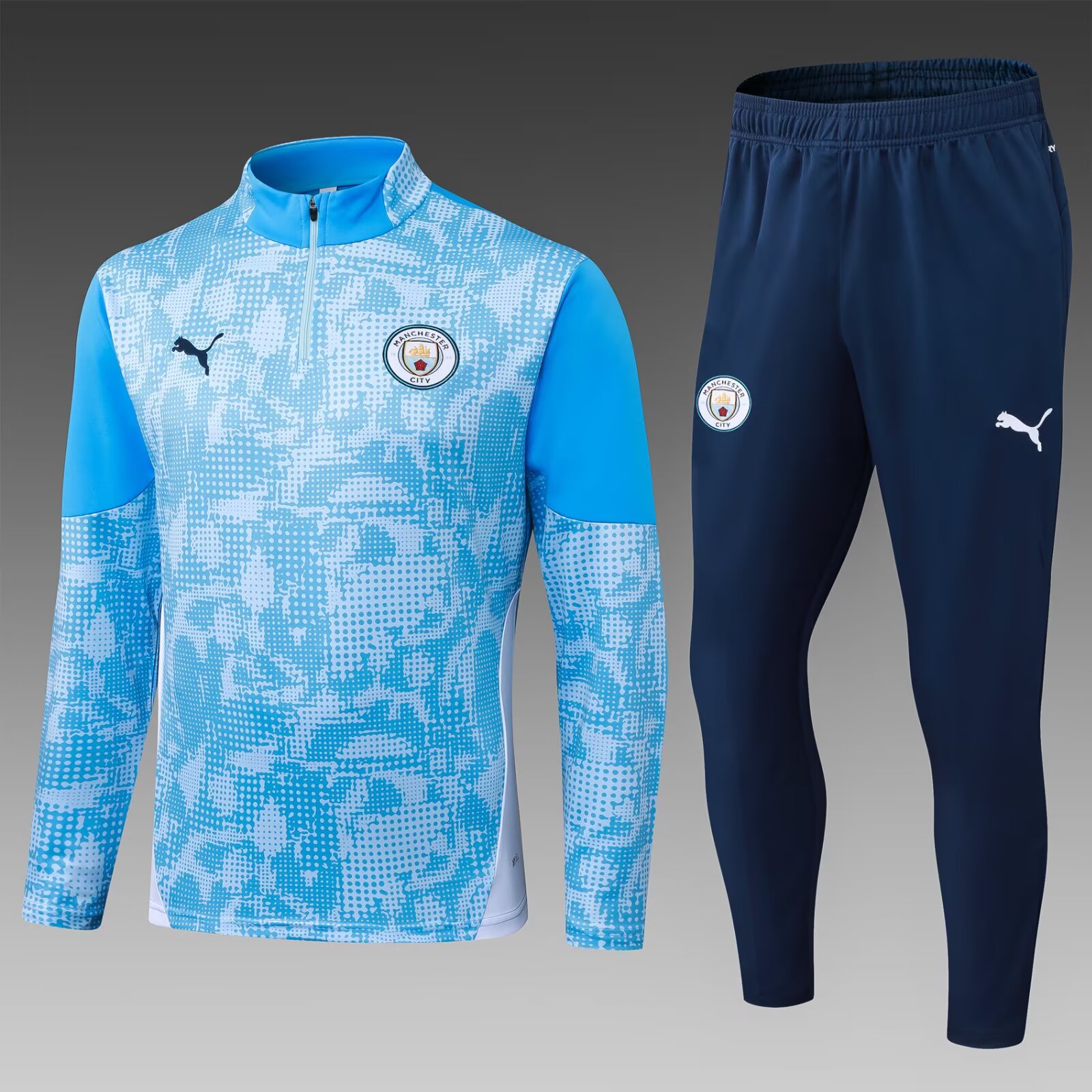 2025/2026 Manchester City Half-Pull Training Suit Blue Football Shirt 1:1 Thai Quality Set:football jersey mysite: unitedjerseyfootball 邓江浪:football