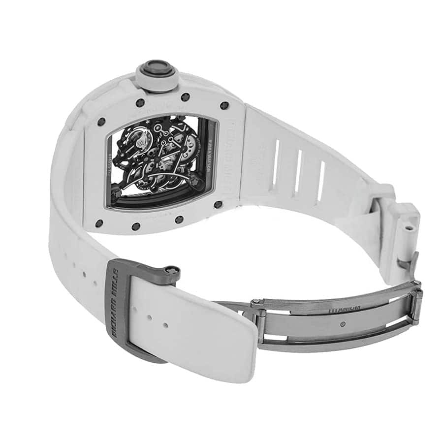richard mille rm55 kv white ceramic bubba watson japan blue skeleton dial m8215