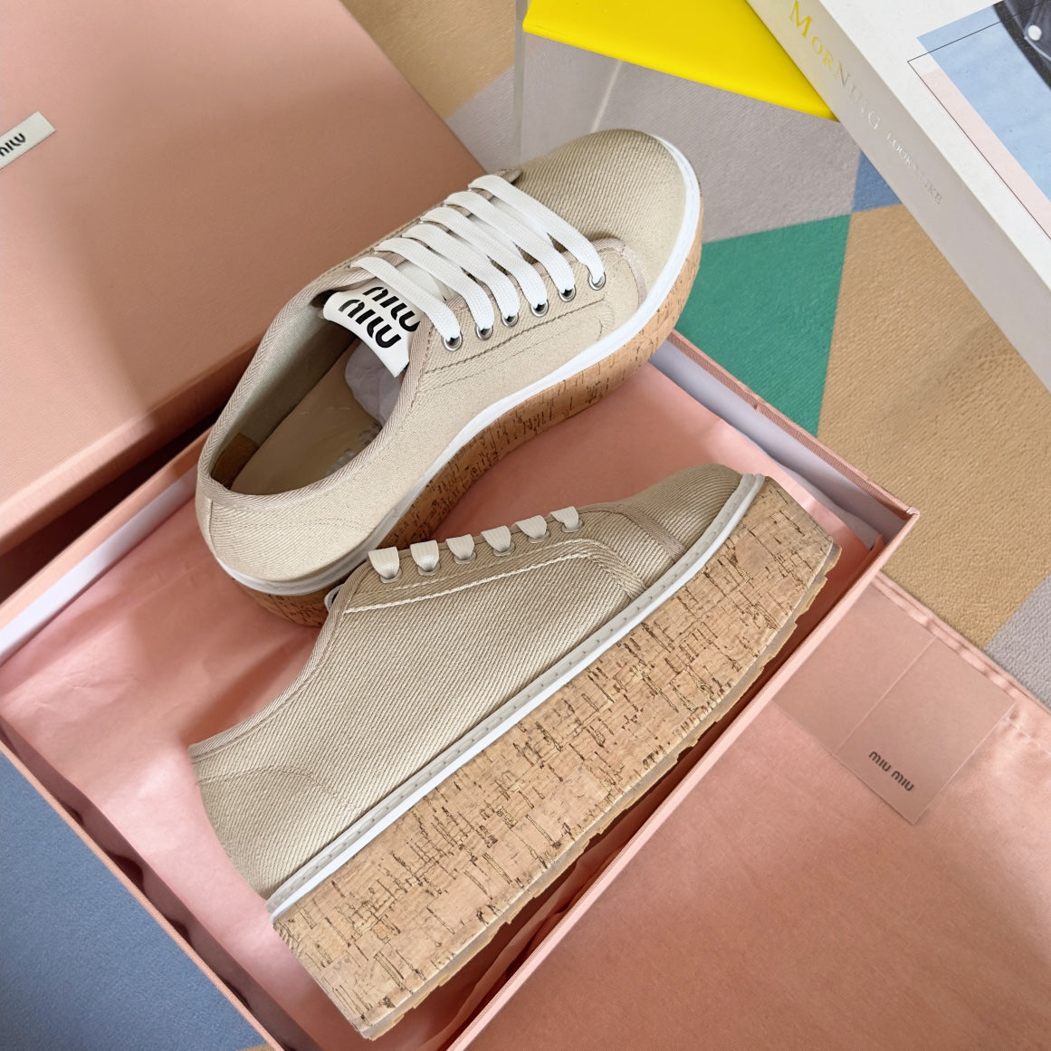 Lace - up Platform Shoes Buttercream Canvas、mysite、Cacoeks