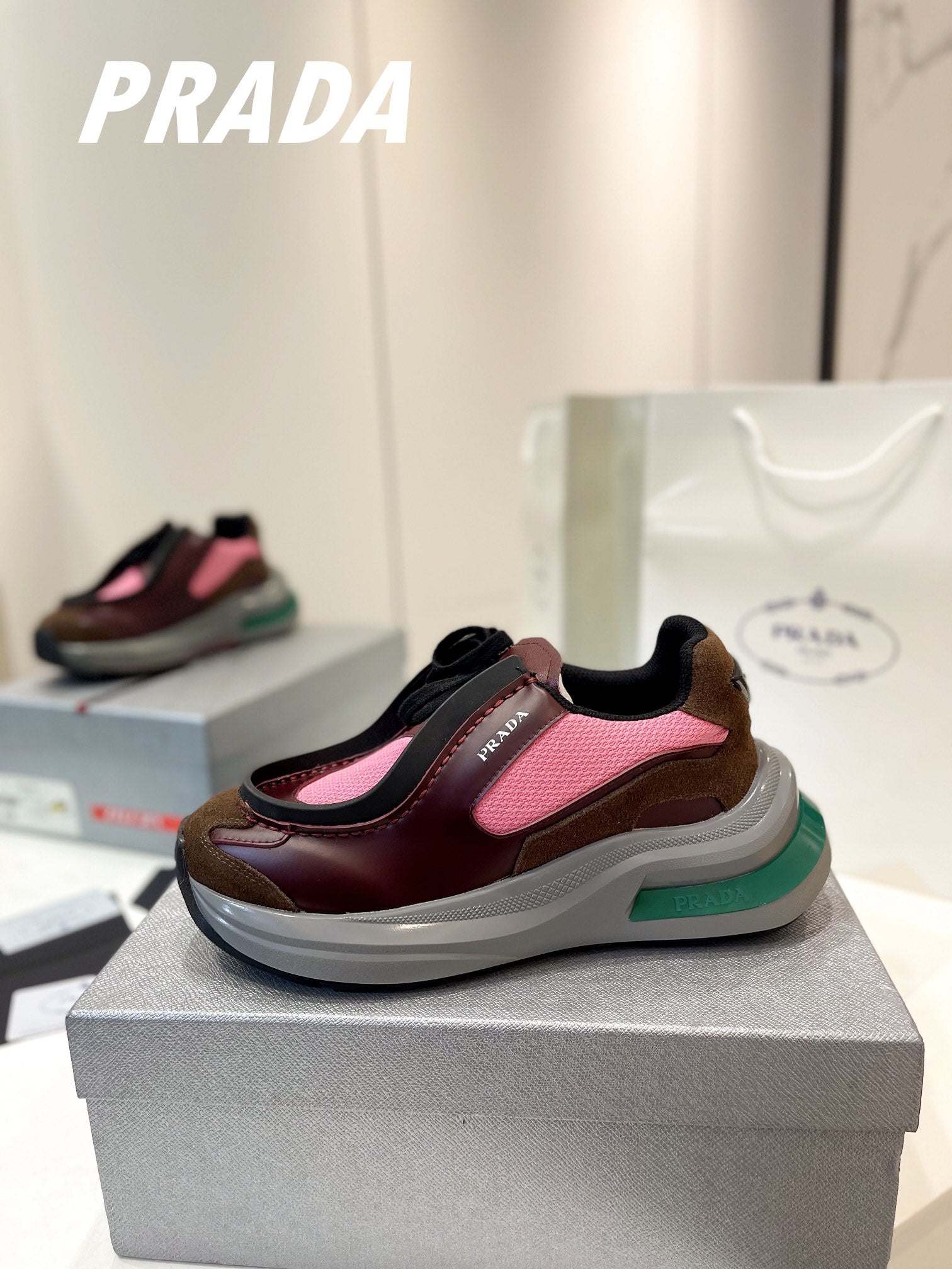PRA SYSTEME BRUSHED SNEAKERS WINE AND PINK CALFSKIN、mysite、Cacoeks
