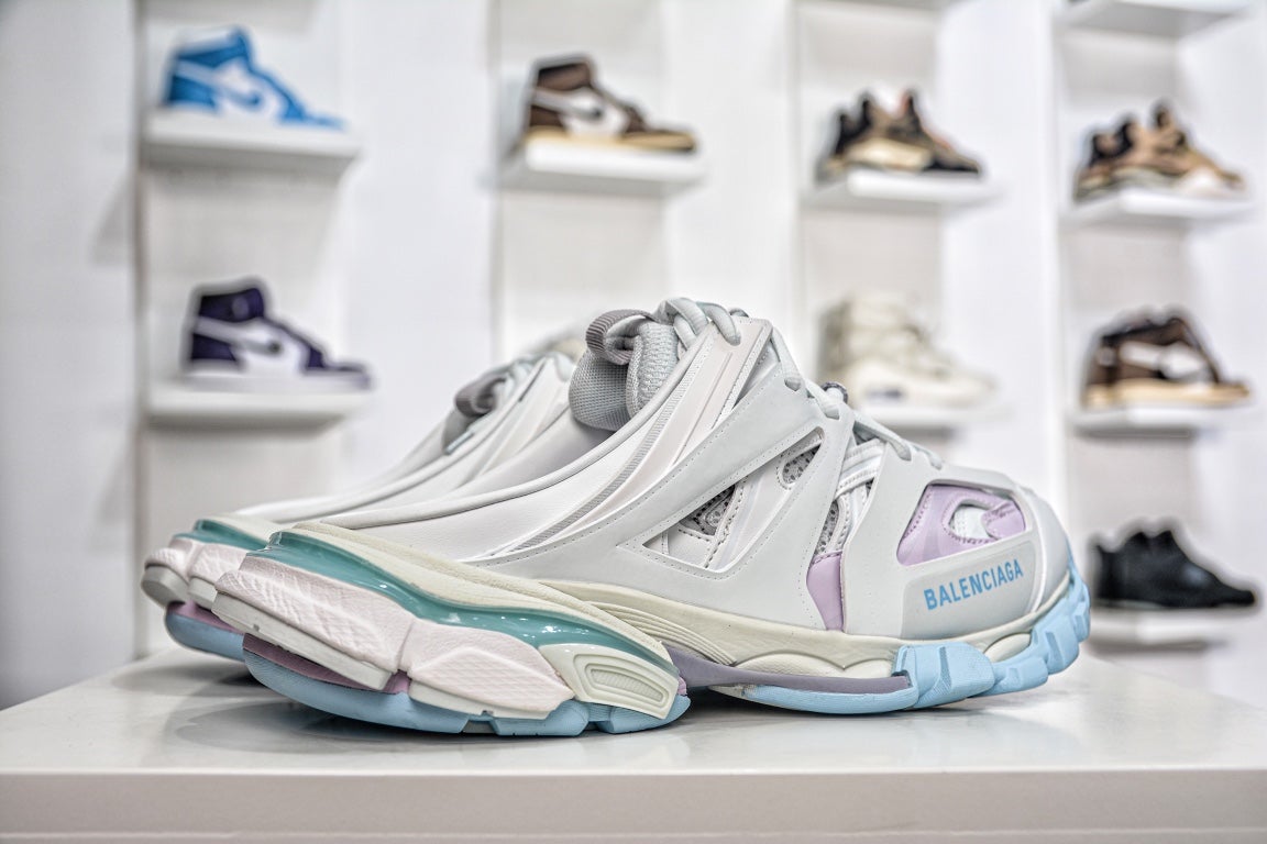 Balenciaga Track Mule in White Light Blue、mysite、Cacoeks