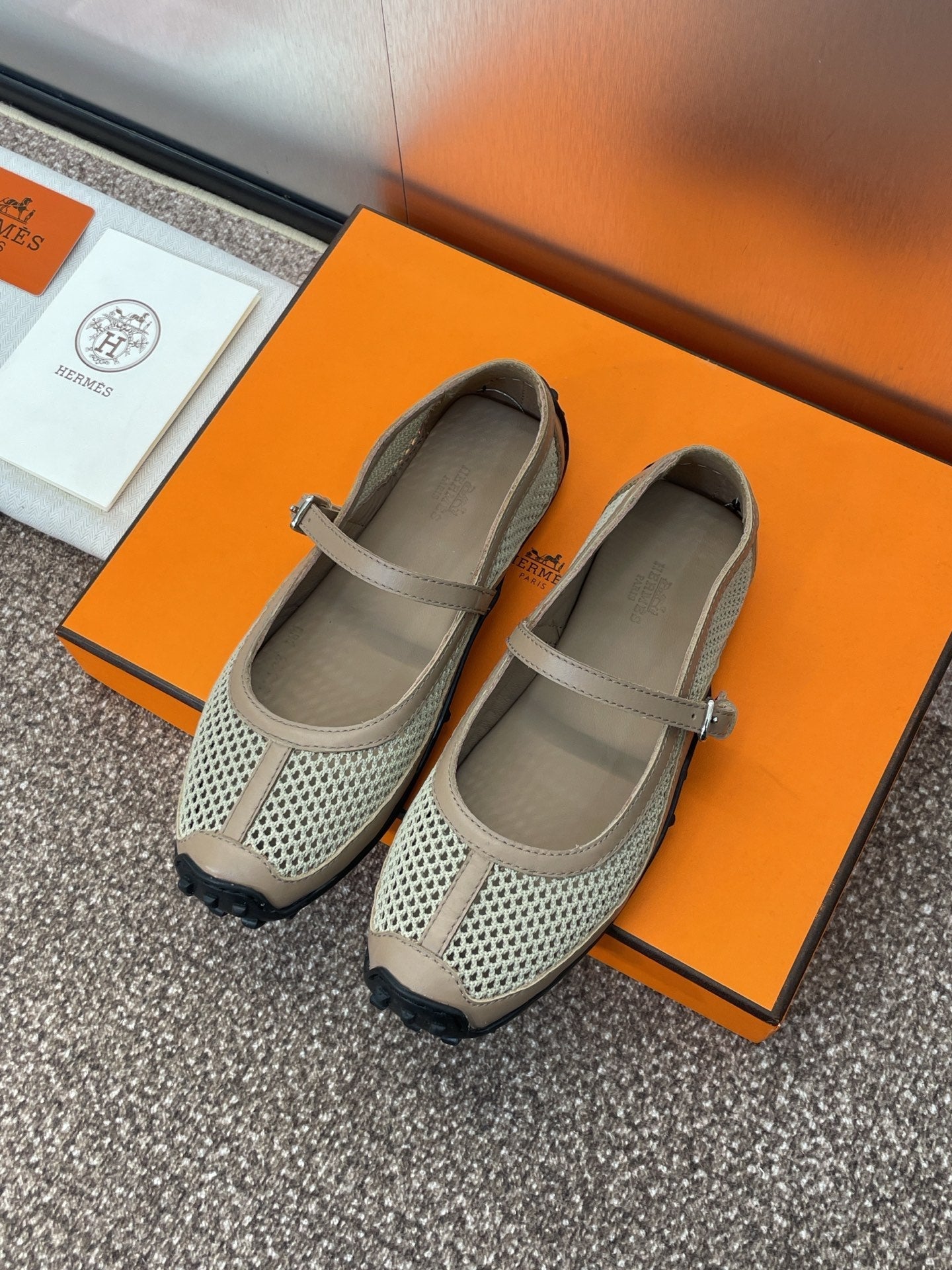 KICHU BALLET FLAT IN MOCHA BROWN CROCHET KNIT AND CALFSKIN、mysite、Cacoeks