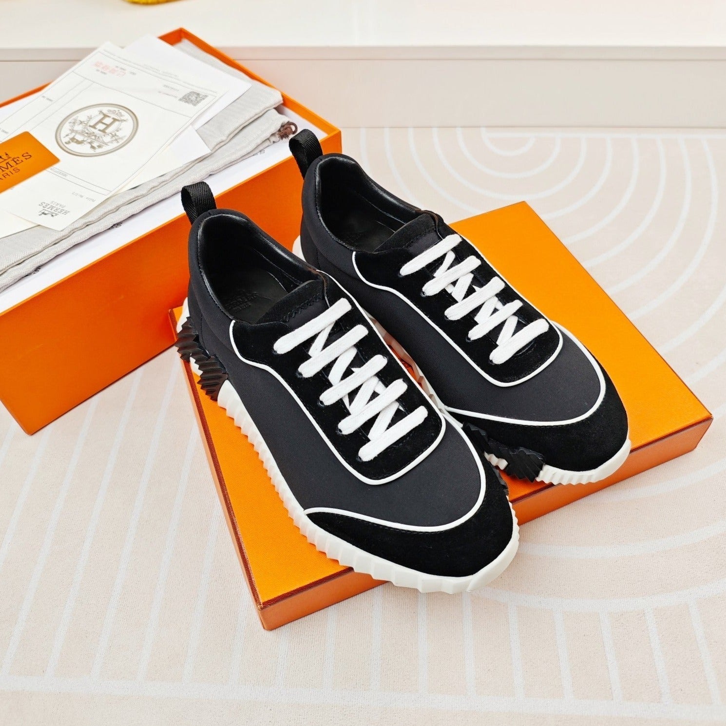 BOUNCING SNEAKERS BLACK CALFSKIN STYLIZED、mysite、Cacoeks
