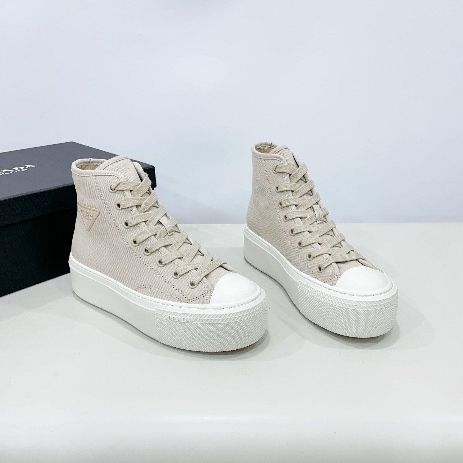 HIGH-TOP SEANKERS IN BEIGE CANVAS、mysite、Cacoeks