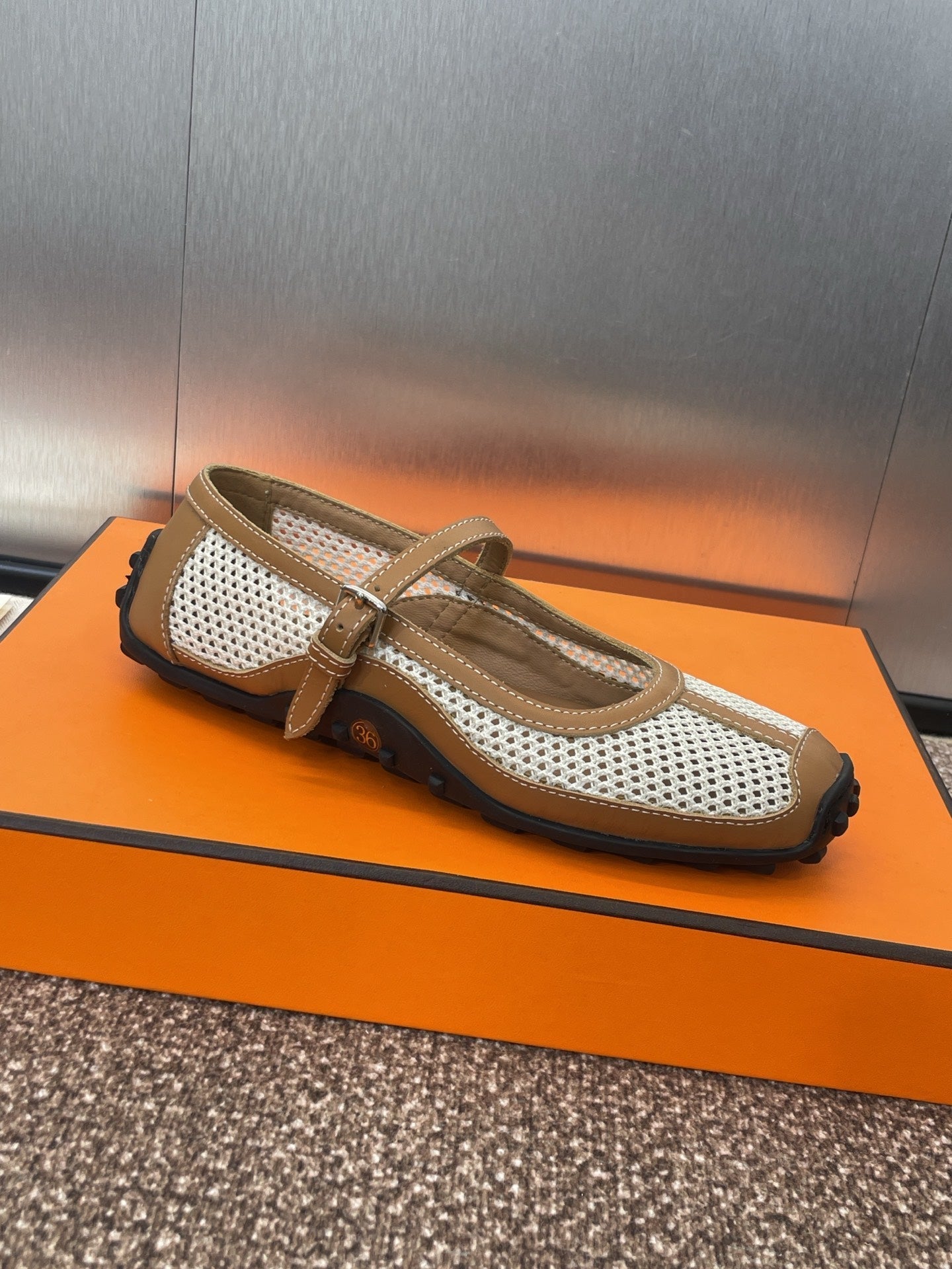 KICHU BALLET FLAT IN BRONZE BROWN CROCHET KNIT AND CALFSKIN、mysite、Cacoeks