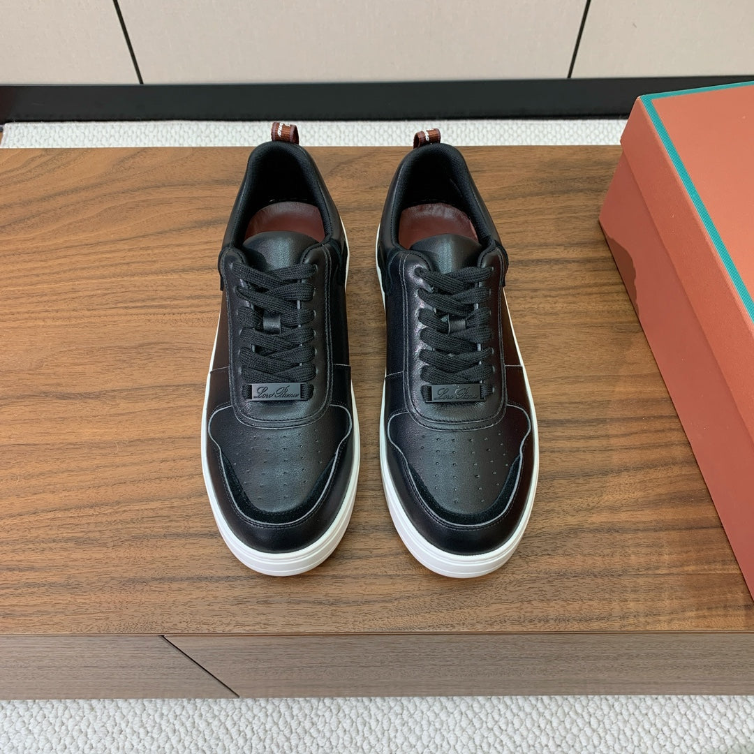 LP SNEAKERS IN BLACK CALFSKIN WITH WHITE SOLE、mysite、Cacoeks