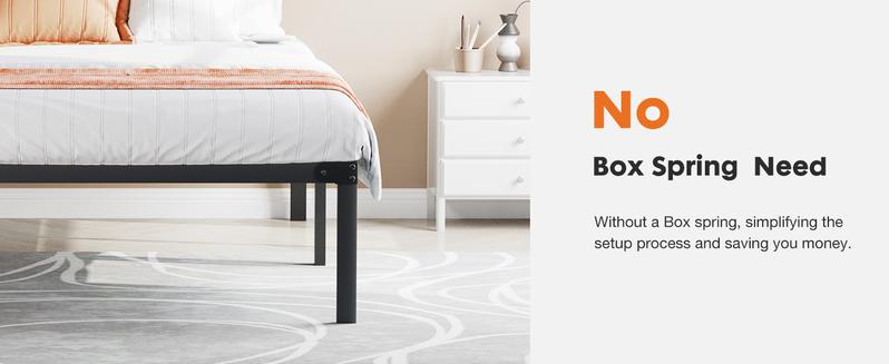 Product Introduction of Bed Frame，Heavy Duty Metal Platform Bed Frames with Storage Space Under Frame, 14 Inches, Sturdy Steel Slat Support, No Box Spring Needed 2
