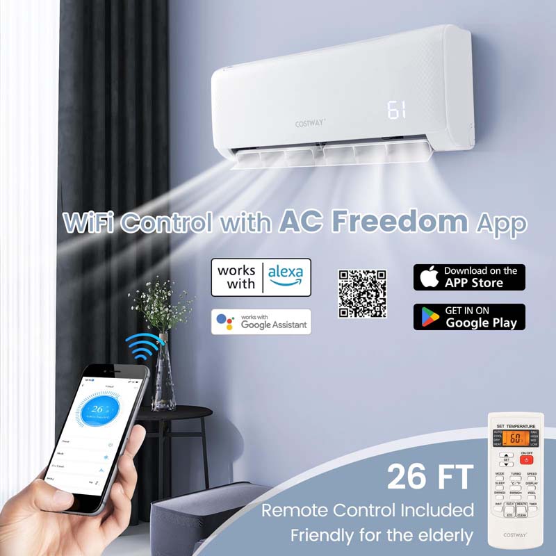 Eletriclife 22000 BTU 21 SEER2 208-230V Mini Split Air Conditioner and Heater