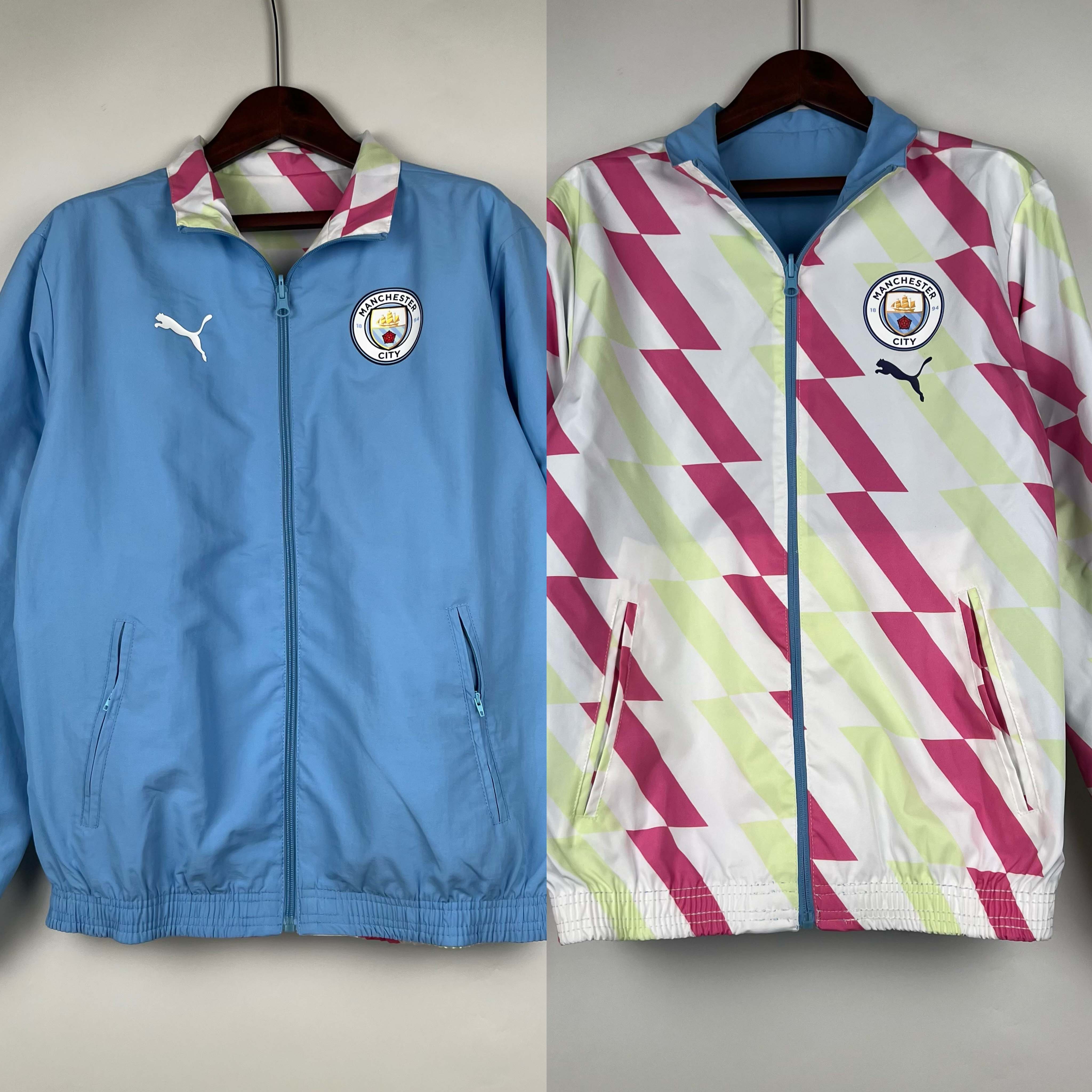 2023/2024 Manchester City Reversible Windbreaker Blue Soccer Jersey 1:1 Thai Quality:football jersey mysite: unitedjerseyfootball 邓江浪:football