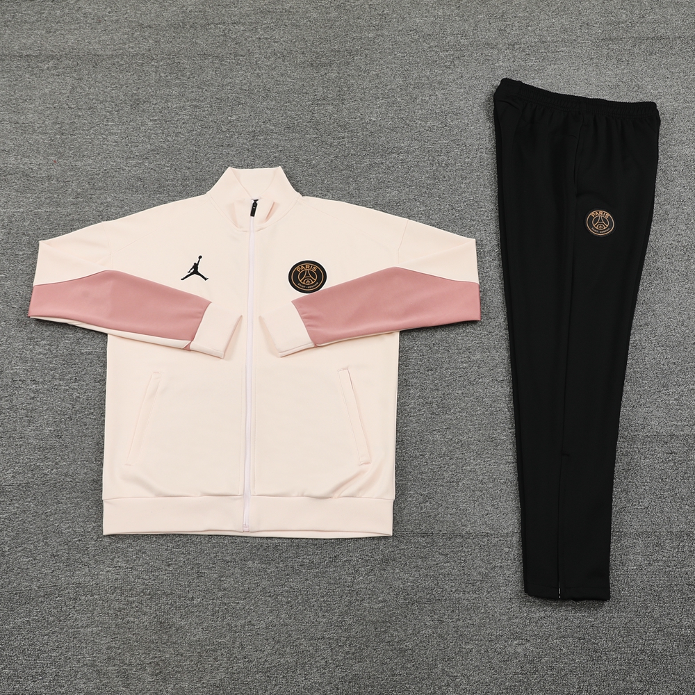 ManixJersey.com | Paris Saint-Germain PSG 24-25 Jacket Training Tracksuit - Light Pink Top and Black Pants -Customize Name, Number and Patch | Worldwide Shipping