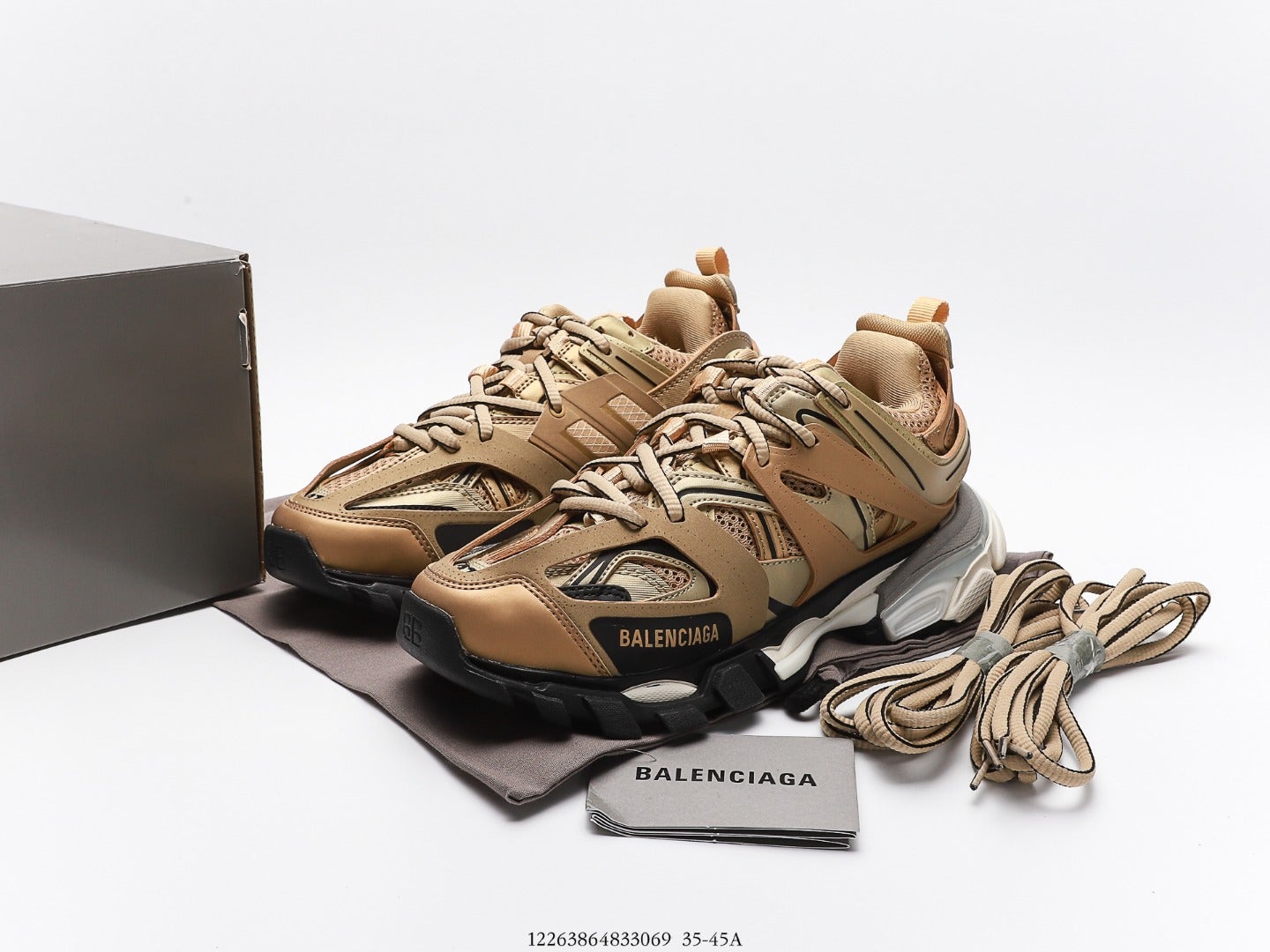 Balenciaga Track Trainer in Gold Beige Black、mysite、Cacoeks